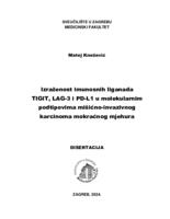 Izraženost imunosnih liganada TIGIT, LAG-3 i PD-L1 u molekularnim podtipovima mišićno-invazivnog karcinoma mokraćnog mjehura