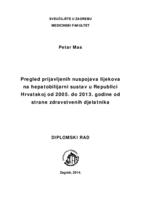 Pregled prijavljenih nuspojava lijekova na hepatobilijarni sustav u Republici Hrvatskoj od 2005. do 2013. godine od strane zdravstvenih djelatnika