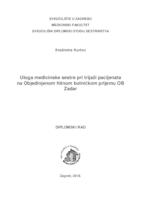 Uloga medicinske sestre pri trijaži pacijenata na objedinjenom hitnom bolničkom prijemu OB Zadar