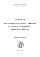 Management of pulmonary embolism patients in the emergency department setting