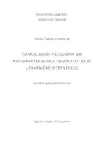 Suradljivost pacijenata na antihipertenzivnoj terapiji i utjecaj ljekarničke intervencije