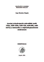 Izražaj cirkulirajućih mikronaRNA (miR-125a, miR-125b, miR-126, miR-99b, miR-let7a) u bolesnika s mijelodisplastičnim sindromom
