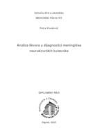 Analiza likvora u dijagnostici meningitisa neurokirurških bolesnika