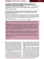 Variability of MRI Aortic Stiffness Measurements in a Multicenter Clinical Trial Setting: Intraobserver, Interobserver, and Intracenter Variability of Pulse Wave Velocity and Aortic Strain Measurement