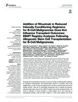 Addition of Rituximab in Reduced Intensity Conditioning Regimens for B-Cell Malignancies Does Not Influence Transplant Outcomes: EBMT Registry Analyses Following Allogeneic Stem Cell Transplantation for B-Cell Malignancies