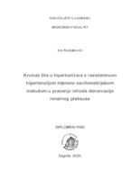 Krutost žila u hipertoničara s rezistentnom hipertenzijom mjereno oscilometrijskom metodom u praćenju ishoda denervacije renalnog pleksusa