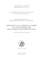 Implementacija i primjena norme ISO standard 9001:2008 kroz ordinaciju medicine rada