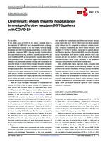 Determinants of early triage for hospitalization in myeloproliferative neoplasm (MPN) patients with COVID-19