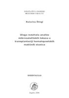 Uloga rezultata analize mikrosatelitskih lokusa u transplantaciji hematopoetskih matičnih stanica 