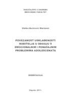 Povezanost usklađenosti roditelja u odgoju s emocionalnim i ponašajnim problemima adolescenata 