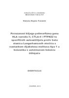 Povezanost biljega polimofizma gena HLA razreda II, CTLA-4 i PTPN22 te specifičnih autoantitijela protiv beta stanica Langerhansovih otočića s nastankom dijabetesa melitusa tipa 1 u bolesnika s autoimunom bolešću štitnjače 