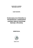 Uvažavanje prava bolesnika na obaviještenost o medicinskom postupku tijekom bolničkoga liječenja u Hrvatskoj 