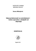 Utjecaj duhovnosti na suicidalnost i brzinu oporavka u oboljelih od depresije 