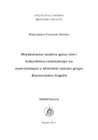 Molekularna analiza gena nim i inducibilne rezistencije na metronidazol u kliničkih izolata grupe Bacteroides fragilis 