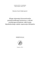 Uloga mjerenja koncentracije paratireoidnoga hormona u ranom poslijeoperacijskom otkrivanju hipokalcemije nakon operacije štitnjače 