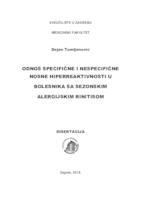 Odnos specifične i nespecifične nosne hiperreaktivnosti u bolesnika sa sezonskim alergijskim rinitisom 