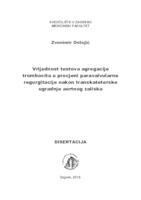 Vrijednost testova agregacije trombocita u procjeni paravalvularne regurgitacije nakon transkateterske ugradnje aortnog zaliska 