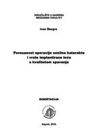 Povezanost operacije senilne katarakte i vrste implantirane leće s kvalitetom spavanja 