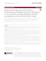 Real-world comparison of the effects of etanercept and adalimumab on well-being in non-systemic juvenile idiopathic arthritis: a propensity score matched cohort study