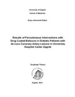 Results of Percutaneous Interventions with Drug Coated Balloons in Diabetic Patients with de novo Coronary Artery Lesions in University Hospital Center Zagreb