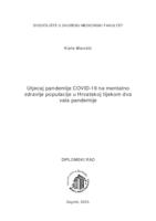 Utjecaj pandemije COVID-19 na mentalno zdravlje populacije u Hrvatskoj tijekom dva vala pandemije