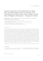 Causal connection of non-specific low back pain and disc degeneration in children with transitional vertebra and/or Spina bifida occulta: role of magnetic resonance--prospective study 