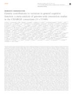 Genetic contributions to variation in general cognitive function: a meta-analysis of genome-wide association studies in the CHARGE consortium (N=53949)