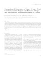 Comparison of occurrence of upper urinary tract carcinomas in the region with endemic villages and non-endemic nephropathy region in Croatia