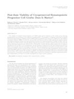 Post-thaw viability of cryopreserved hematopoietic progenitor cell grafts: does it matter? 