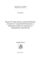 prikaz prve stranice dokumenta Status F2 izoprostana, malondialdehida, vitamina E i superoksid-dismutaze u folikularnoj tekućini ispitanica s idiopatskom neplodnosti