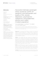 prikaz prve stranice dokumenta Association between prolonged stress caused by COVID-19 pandemic and earthquakes and quality of life, anxiety, depression, psychoactive substances, and problematic alcohol use in adult Croatian population