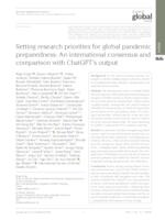 prikaz prve stranice dokumenta Setting research priorities for global pandemic preparedness: An international consensus and comparison with ChatGPT’s output