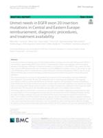 prikaz prve stranice dokumenta Unmet needs in EGFR exon 20 insertion mutations in Central and Eastern Europe: reimbursement, diagnostic procedures, and treatment availability