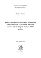 prikaz prve stranice dokumenta Analiza uspješnosti programa alogenične transplantacije krvotvornih matičnih stanica u KBC Zagreb tijekom 2016. godine
