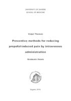 prikaz prve stranice dokumenta Preventive methods for reducing propofol-induced pain by intravenous administration