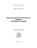 prikaz prve stranice dokumenta Primary spontaneous pneumothorax: diagnosis, complication, treatment