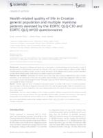 prikaz prve stranice dokumenta Health-related quality of life in Croatian general population and multiple myeloma patients assessed by the EORTC QLQ-C30 and EORTC QLQ-MY20 questionnaires