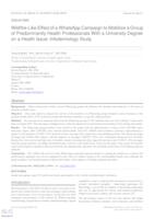 prikaz prve stranice dokumenta Wildfire-Like Effect of a WhatsApp Campaign to Mobilize a Group of Predominantly Health Professionals With a University Degree on a Health Issue: Infodemiology Study