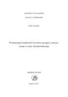 prikaz prve stranice dokumenta Presbyopia treatment by lens surgery versus Laser in situ keratomileusis