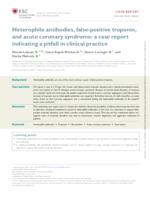 prikaz prve stranice dokumenta Heterophile antibodies, false-positive troponin, and acute coronary syndrome: a case report indicating a pitfall in clinical practice