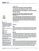 prikaz prve stranice dokumenta Attitudes of Croatian pulmonologists concerning obstacles to earlier, more appropriate use of biologics in severe asthma: Survey results