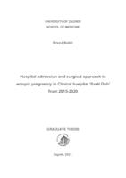 prikaz prve stranice dokumenta Hospital admission and surgical approach to ectopic pregnancy in Clinical hospital ‘Sveti Duh’ from 2015-2020
