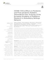 prikaz prve stranice dokumenta COVID-19 Era Effect on Pandemic and Post-pandemic Pediatric Telemedicine Use: A Survey of the European Academy of Pediatrics Research in Ambulatory Settings Network