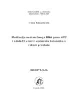 prikaz prve stranice dokumenta Metilacija nestaničnoga DNA gena APC i LGALS3 u krvi i ejakulatu bolesnika s rakom prostate