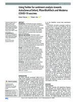 prikaz prve stranice dokumenta Using Twitter for sentiment analysis towards AstraZeneca/Oxford, Pfizer/BioNTech and Moderna COVID-19 vaccines
