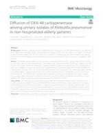 prikaz prve stranice dokumenta Diffusion of OXA-48 carbapenemase among urinary isolates of Klebsiella pneumoniae in non-hospitalized elderly patients