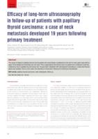 prikaz prve stranice dokumenta Efficacy of long-term ultrasonography in follow-up of patients with papillary thyroid carcinoma: a case of neck metastasis developed 19 years following primary treatment