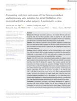 prikaz prve stranice dokumenta Comparing mid‐term outcomes of Cox‐Maze procedure and pulmonary vein isolation for atrial fibrillation after concomitant mitral valve surgery: A systematic review