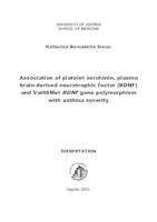 prikaz prve stranice dokumenta Association of platelet serotonin, plasma brain-derived neurotrophic factor (BDNF) and Val66Met BDNF gene polymorphism with asthma severity