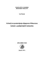 prikaz prve stranice dokumenta Kriteriji za postavljanje dijagnoze Wilsonove bolesti u pedijatrijskih bolesnika